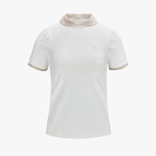 Petit Collar Logo Jacquard  T-Shirt (White)