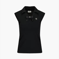Pearl Ribbon Sleeveless T-Shirt (Black)