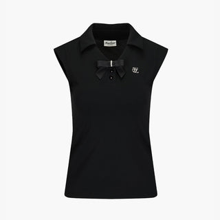Pearl Ribbon Sleeveless T-Shirt (Black)