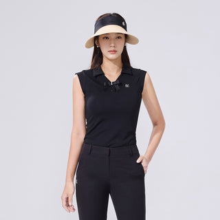Pearl Ribbon Sleeveless T-Shirt (Black)