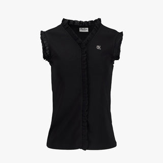 Frill V-neck sleeveless T-shirt (Black)