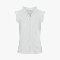 Frill V-neck sleeveless T-shirt (White)