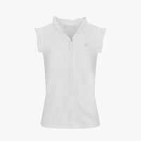 Frill V-neck sleeveless T-shirt (White)