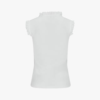 Frill V-neck sleeveless T-shirt (White)