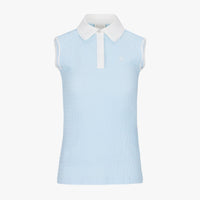 Pom-Pom Seersucker Sleeveless T-Shirt (Blue)