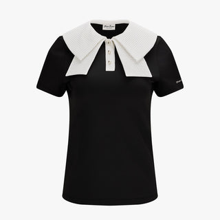 Mesh Double Collar T-Shirt (Black)