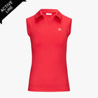 Contrast Collar Open-neck Sleeveless T-Shirt (Red)