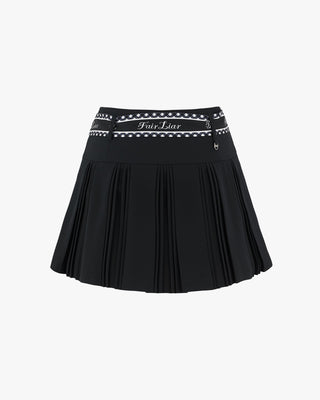 Scarf Set Pleated Skirt (Black)