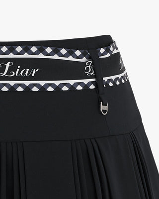 Scarf Set Pleated Skirt (Black)