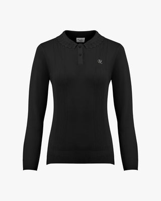 Wave Collar Knit Sweater (Black)