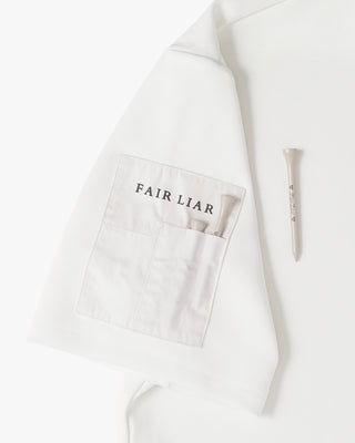 Men's high neck woven patch short sleeve T Shirt (Ivory)