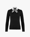 Gingham Detachable Ribbon T-shirt - Black