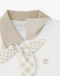 Gingham Detachable Ribbon T-shirt - White