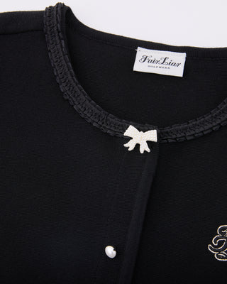Pearl Ribbon Jacket Cardigan (Black)