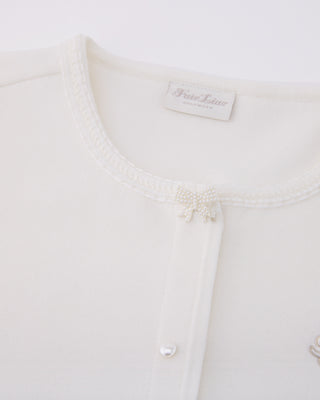 Pearl Ribbon Jacket Cardigan (White)