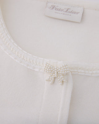 Pearl Ribbon Jacket Cardigan (White)