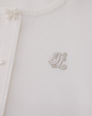 Pearl Ribbon Jacket Cardigan (White)