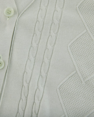 Double Color V Neck Cardigan (Green)