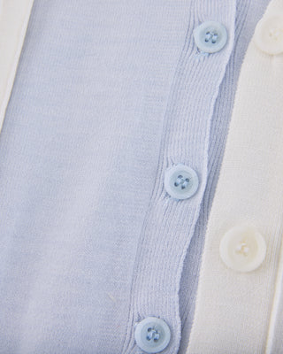 Double Color V Neck Cardigan (White)