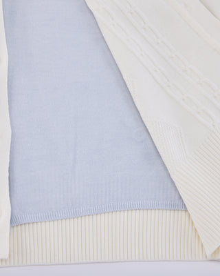 Double Color V Neck Cardigan (White)
