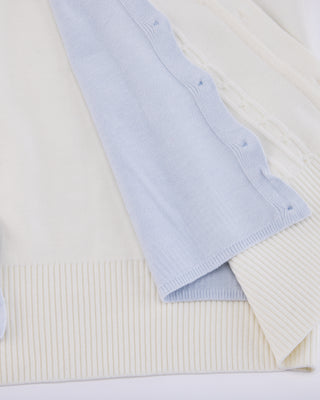 Double Color V Neck Cardigan (White)