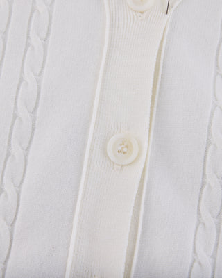 Double Color V Neck Cardigan (White)