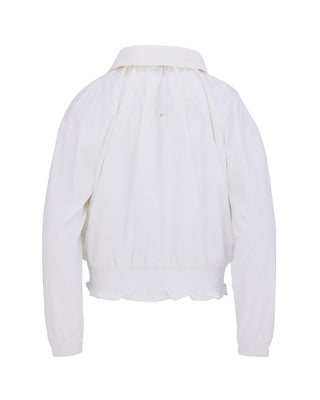 Ruffle Hem ZipUp Jumper (White)