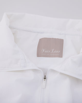 Ruffle Hem ZipUp Jumper (White)