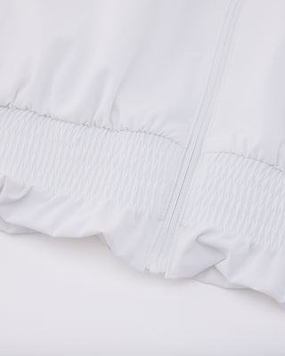 Ruffle Hem ZipUp Jumper (White)