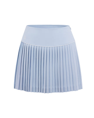 [FL Signature] Fair Liar Silk Twisted Flare Pleated Skirt (Blue)