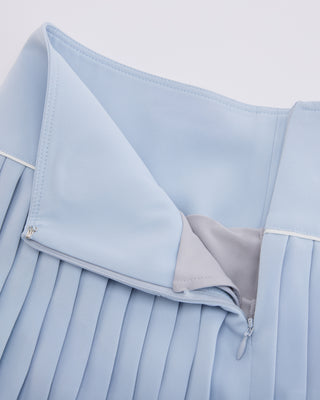 [FL Signature] Fair Liar Silk Twisted Flare Pleated Skirt (Blue)