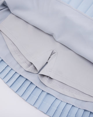 [FL Signature] Fair Liar Silk Twisted Flare Pleated Skirt (Blue)