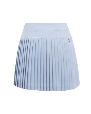 [FL Signature] Fair Liar Silk Twisted Flare Pleated Skirt (Blue)