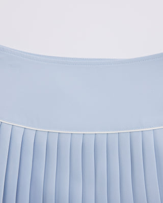 [FL Signature] Fair Liar Silk Twisted Flare Pleated Skirt (Blue)