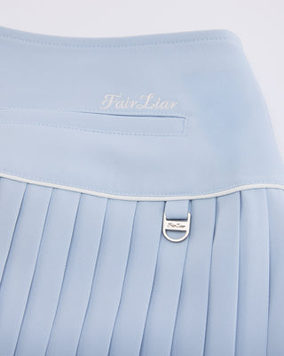 [FL Signature] Fair Liar Silk Twisted Flare Pleated Skirt (Blue)