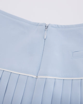 [FL Signature] Fair Liar Silk Twisted Flare Pleated Skirt (Blue)