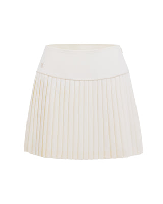 [FL Signature] Fair Liar Silk Twisted Flare Pleated Skirt (Cream)