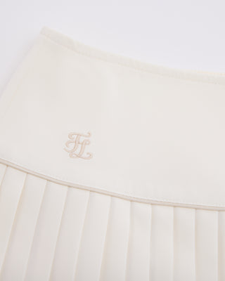 [FL Signature] Fair Liar Silk Twisted Flare Pleated Skirt (Cream)