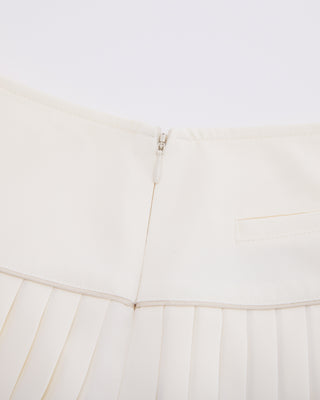 [FL Signature] Fair Liar Silk Twisted Flare Pleated Skirt (Cream)