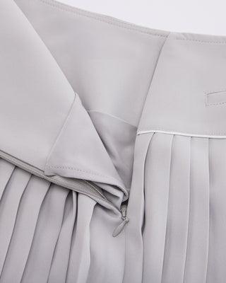 [FL Signature] Fair Liar Silk Twisted Flare Pleated Skirt (Grey)