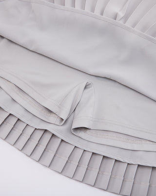 [FL Signature] Fair Liar Silk Twisted Flare Pleated Skirt (Grey)