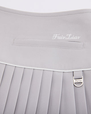 [FL Signature] Fair Liar Silk Twisted Flare Pleated Skirt (Grey)