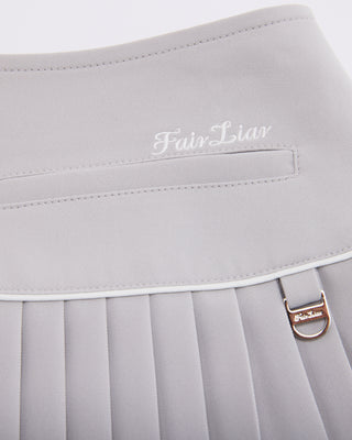 [FL Signature] Fair Liar Silk Twisted Flare Pleated Skirt (Grey)