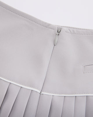 [FL Signature] Fair Liar Silk Twisted Flare Pleated Skirt (Grey)