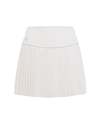 [FL Signature] Fair Liar Silk Twisted Flare Pleated Skirt (White)