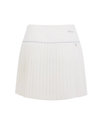 [FL Signature] Fair Liar Silk Twisted Flare Pleated Skirt (White)