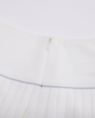 [FL Signature] Fair Liar Silk Twisted Flare Pleated Skirt (White)