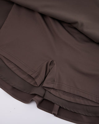 High waist jersey flared skirt (Brown)