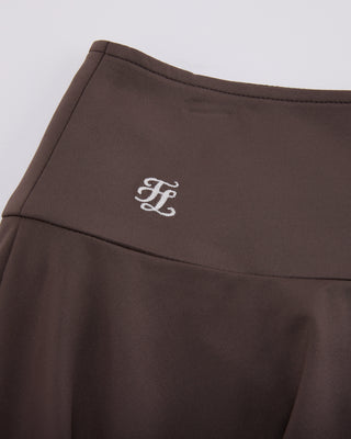 High waist jersey flared skirt (Brown)