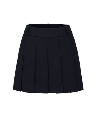 Lettering Jacquard Pleated Skirt (Black)